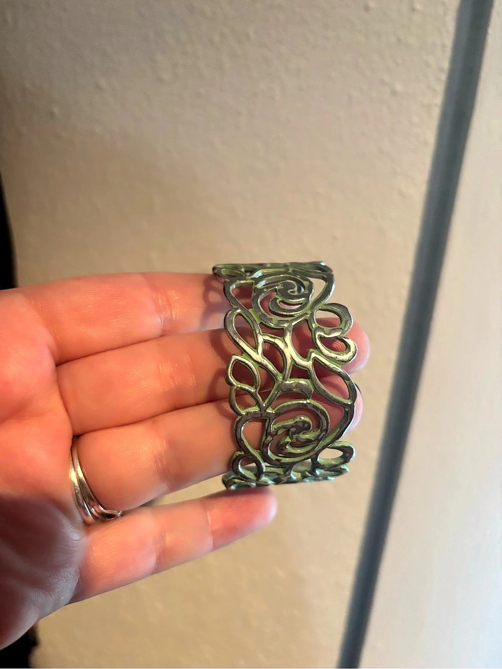 Silver-Tone Filigree Cuff Bracelet Like New